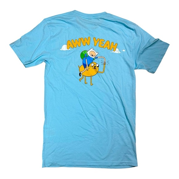 Adventure Time x Cartoon Network Finn & Jake “Aww Yeah” Small Blue T-Shirt -BNWT - Picture 1 of 4